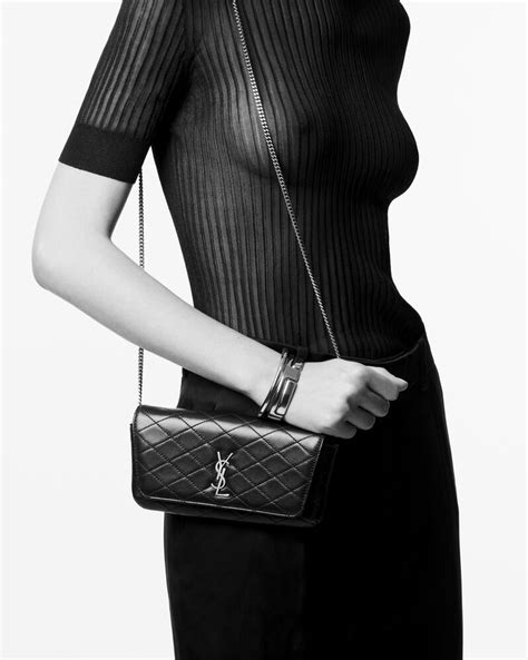 Saint Laurent Gaby Quilted Patent Leather Crossbody Phone 